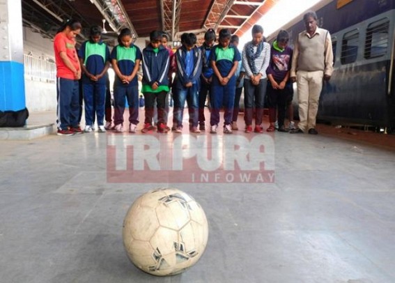 Tripura women football team paid tribute to deceased football players 